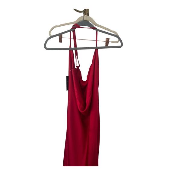 Norma Kamali One Shoulder Bias Maxi Gown Draped Back Satin Tiger Red Sz XS/34 - Picture 6 of 16